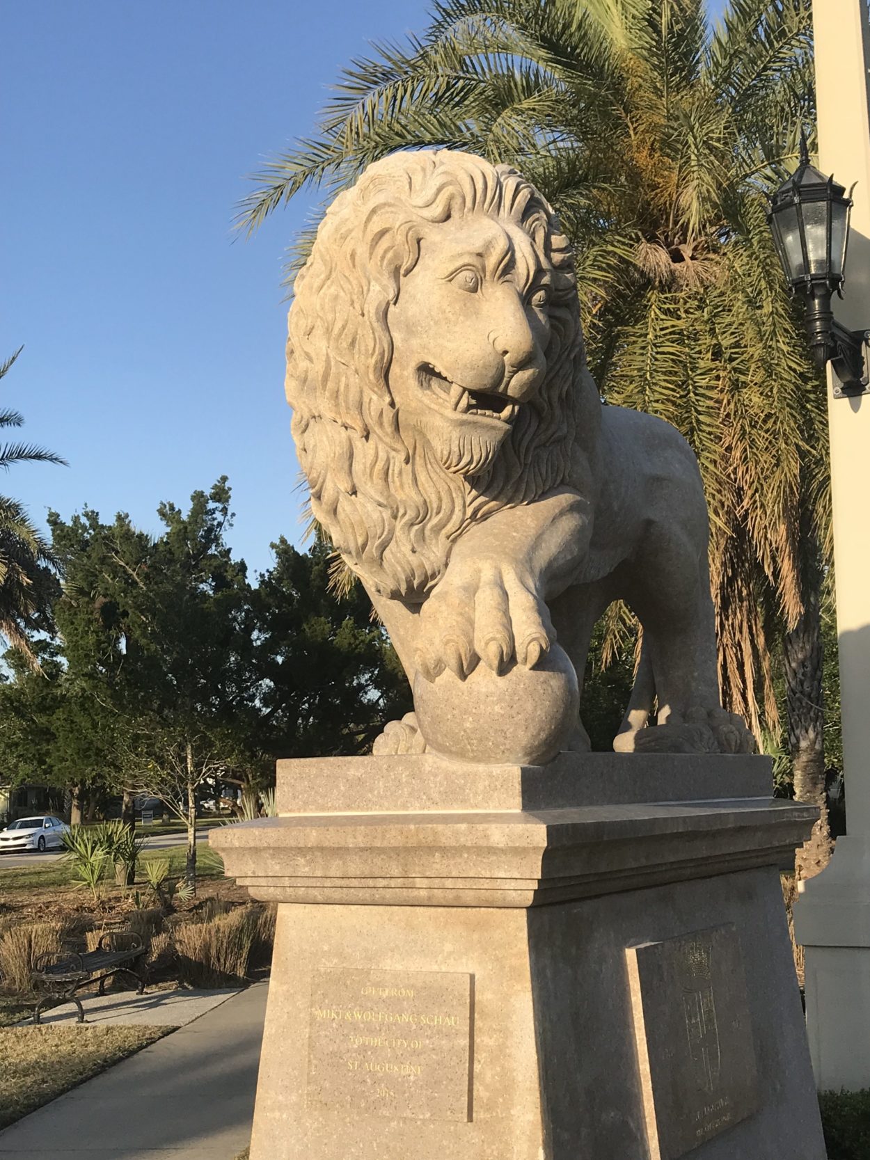 Lion landmark at Bridge of Lions St. Augustine, Florida